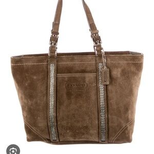 Coach Brown Leather Trim Suede Tote